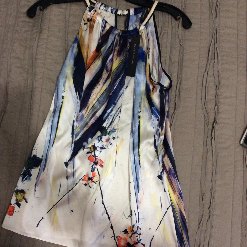 ELIE TAHARI Silk Colorful Top- Size Small
